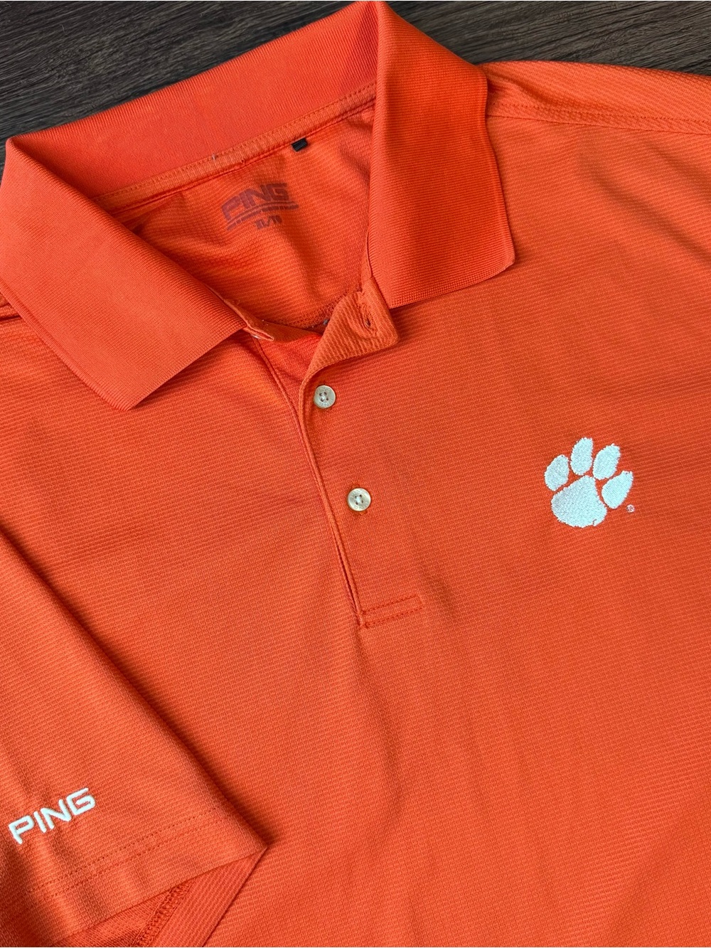 Clemson Tigers Polo Shirt Men’s Orange Embroidered Paw Print XL Ping Performance